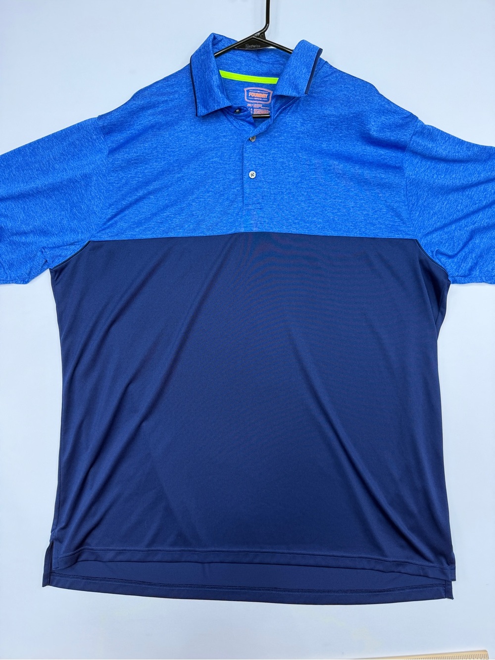 The Foundry Supply Co. Blue Colorblock Performance Polo Shirt 2XLT